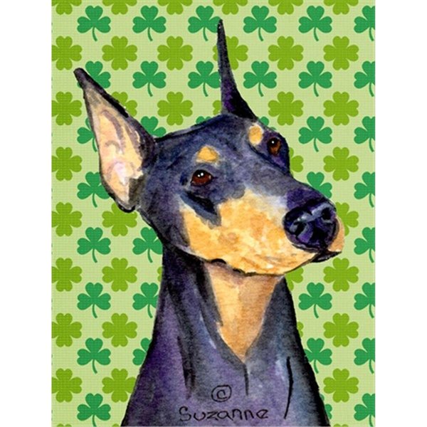 Patioplus Doberman St. Patricks Day Shamrock Portrait Flag - Garden Size PA631147